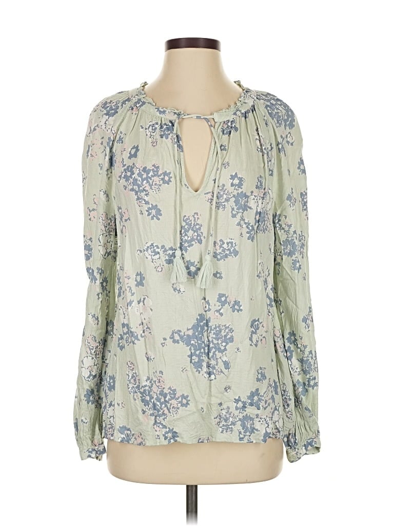 Pre-owned Lucky Brand Long Sleeve Blouse In Green