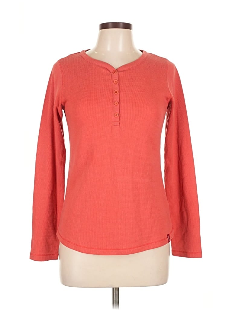Pre-owned Eastern Mountain Sports Long Sleeve Henley Shirt In Orange