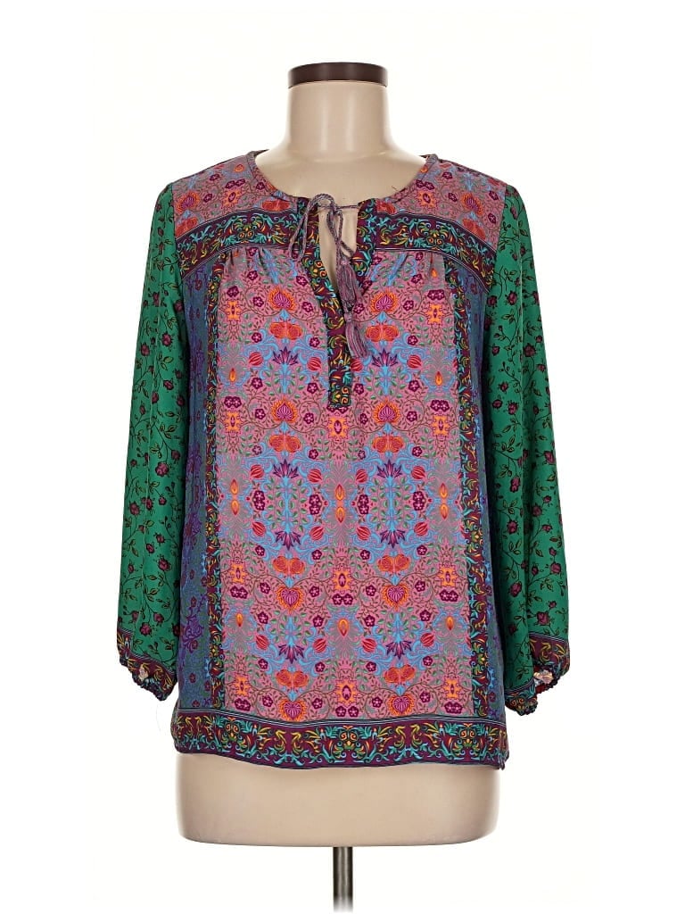 Pre-owned Dalia 3/4 Sleeve Blouse In Blue