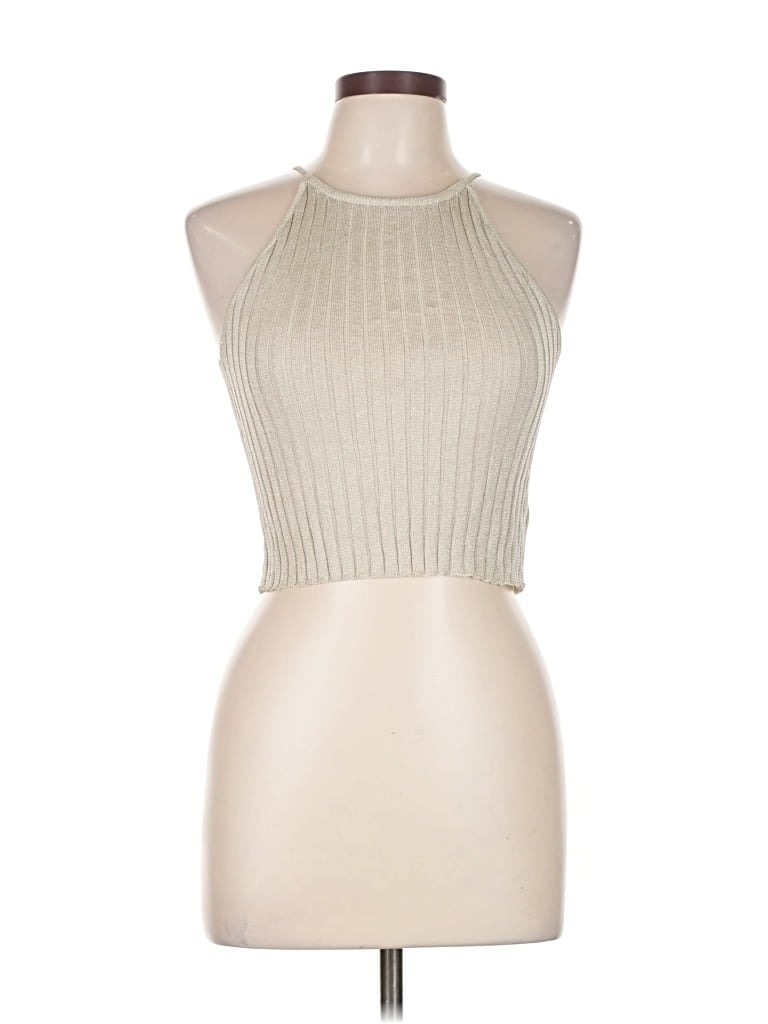 Pre-owned Kimchi Blue Tank Top Tan Halter Neckline Tops In Brown