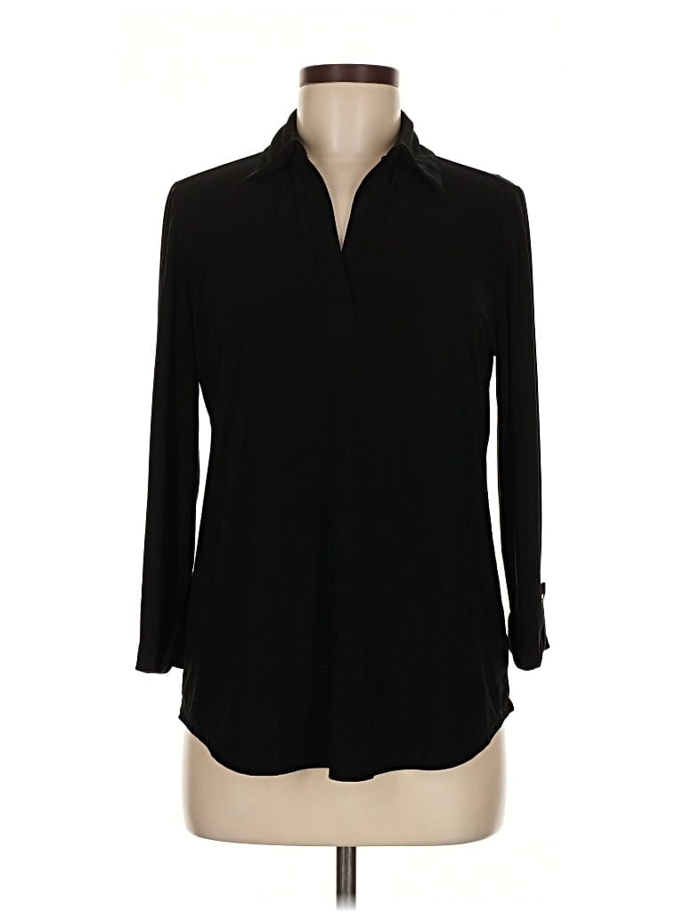Pre-owned Jones New York Signature Long Sleeve Blouse In Black