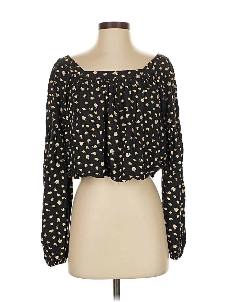 Pre-owned Billabong Long Sleeve Blouse In Black