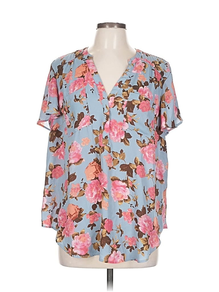 Pre-owned Torrid Short Sleeve Blouse In Blue