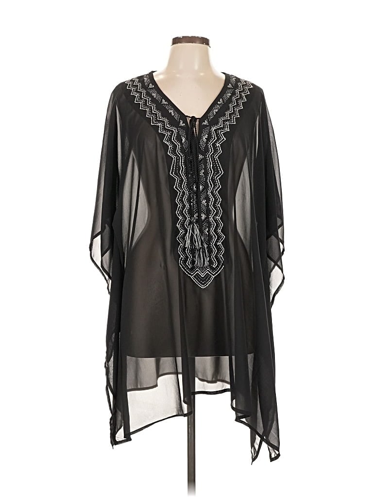 Pre-owned Miraclesuit 3/4 Sleeve Blouse In Black