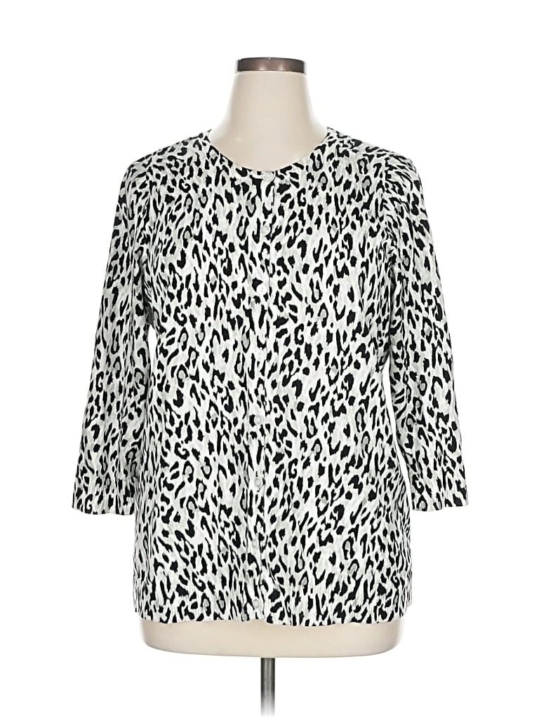 Pre-owned Cj Banks Cardigan Sweater In White