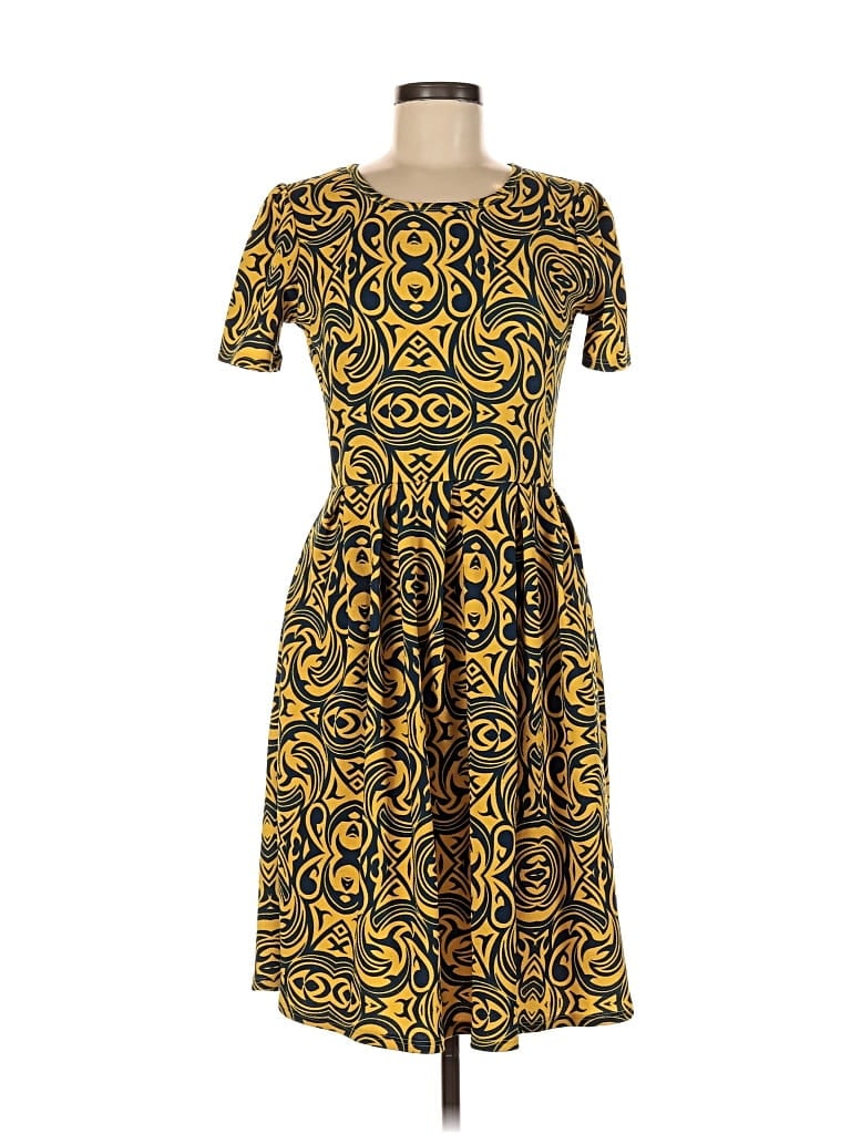 Pre-owned Lularoe Casual Dress In Yellow