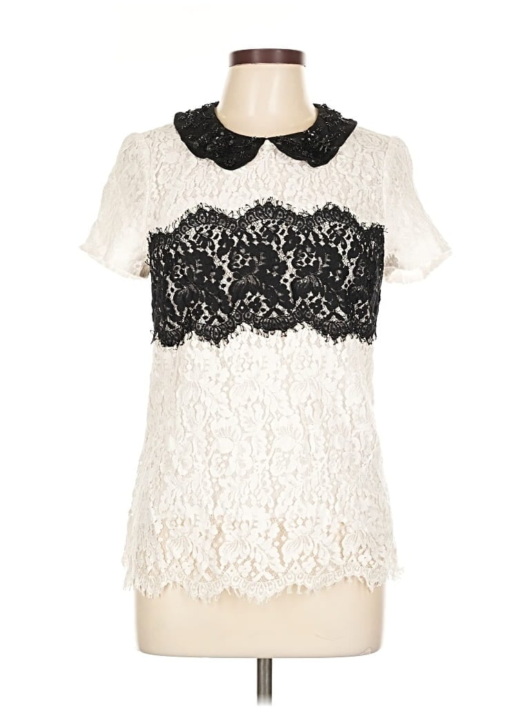 Pre-owned Peter Som X Made In Kind Short Sleeve Blouse In White