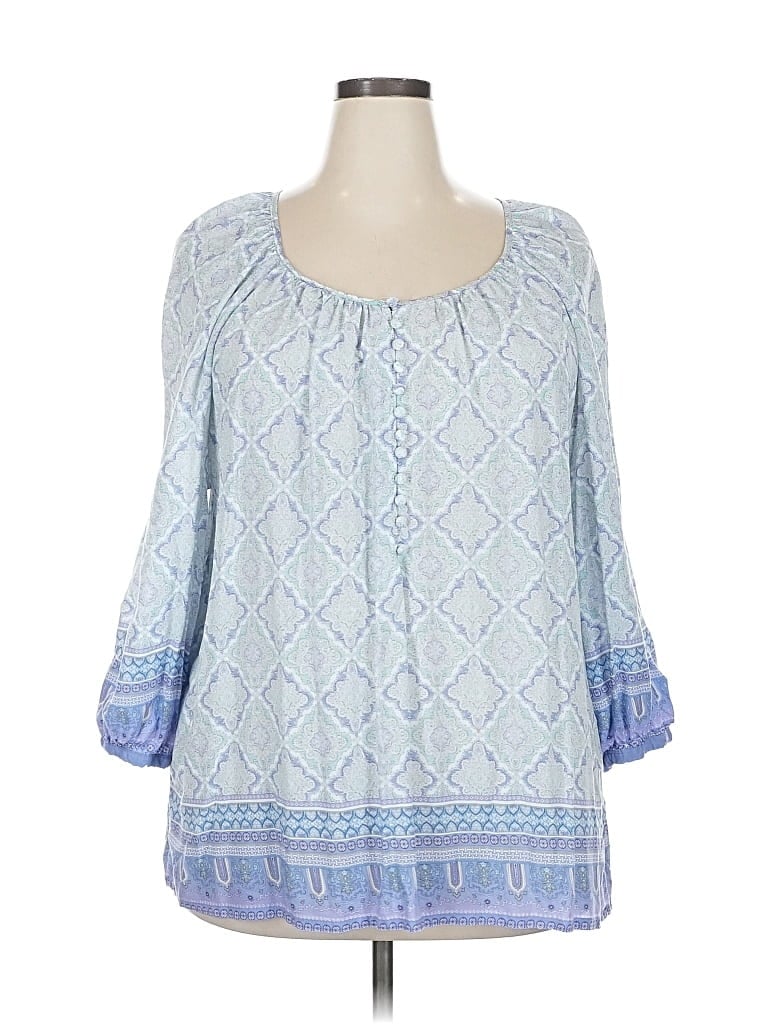 Pre-owned Jones New York 3/4 Sleeve Blouse In Blue