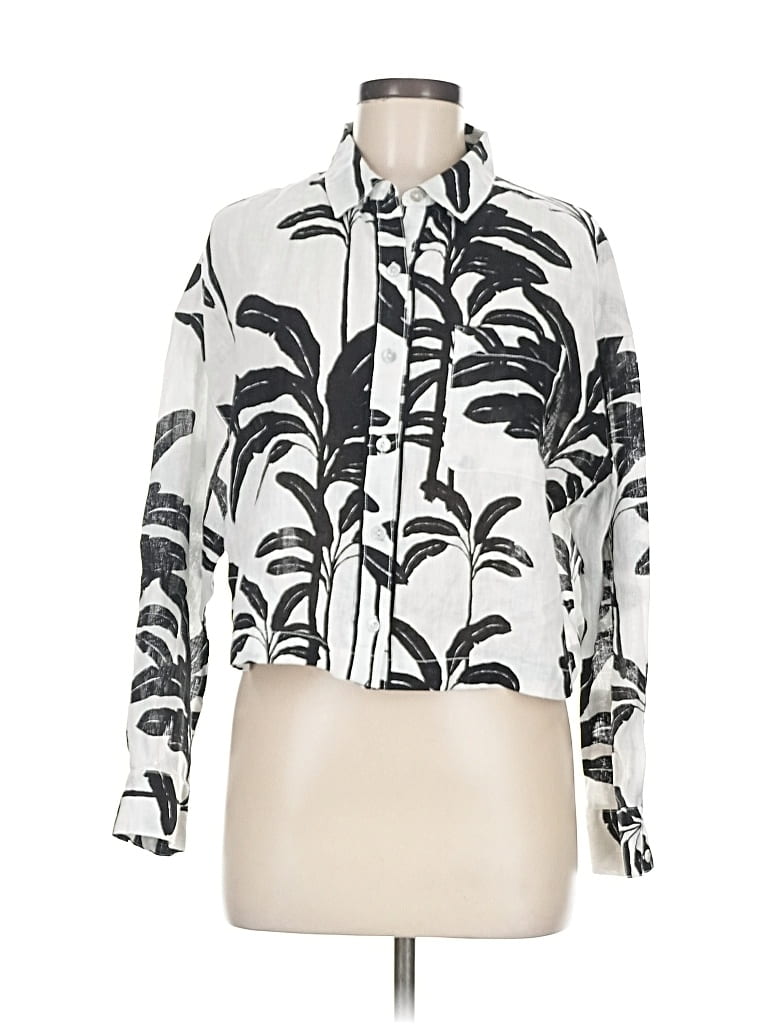 Pre-owned Tahari Long Sleeve Blouse In White