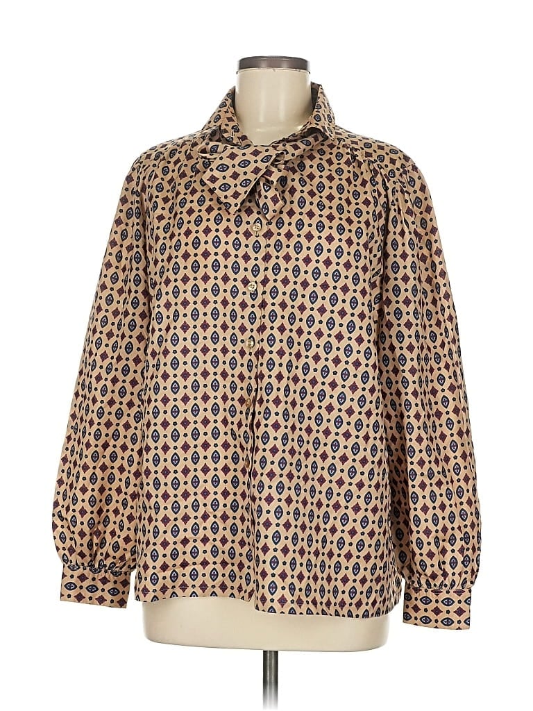 Pre-owned Koret Long Sleeve Blouse In Brown