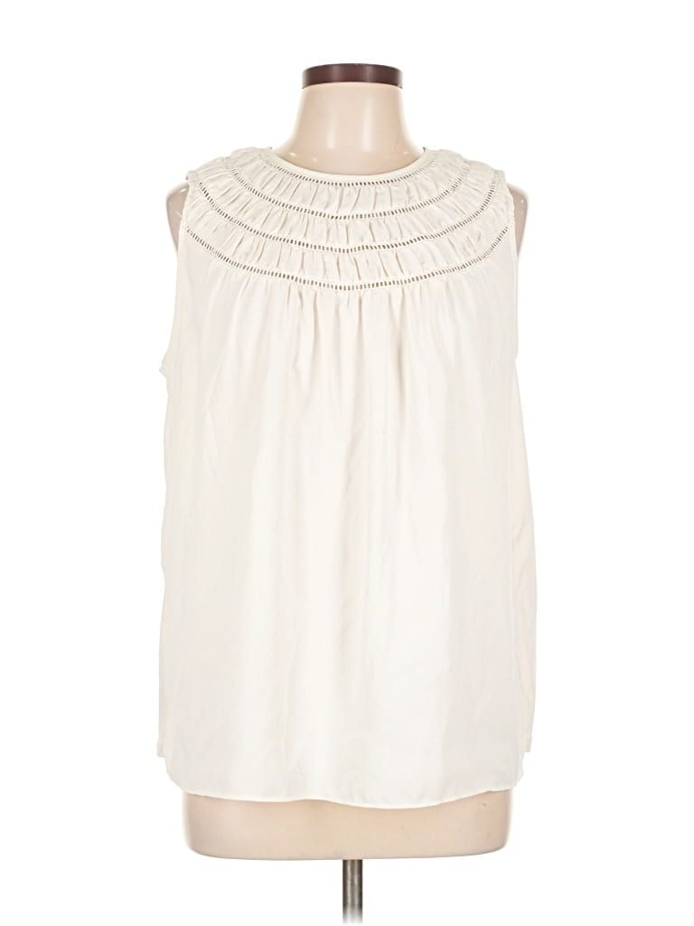 Pre-owned Ann Taylor Sleeveless Blouse In White
