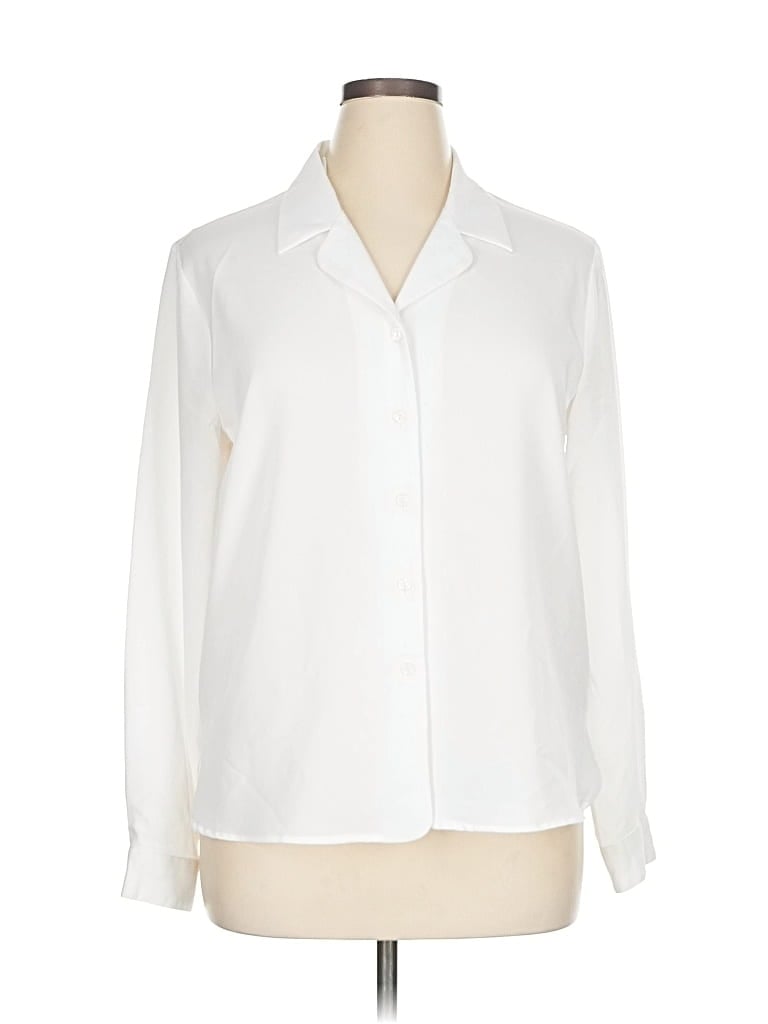 Pre-owned Liz Baker Essentials Long Sleeve Blouse In White