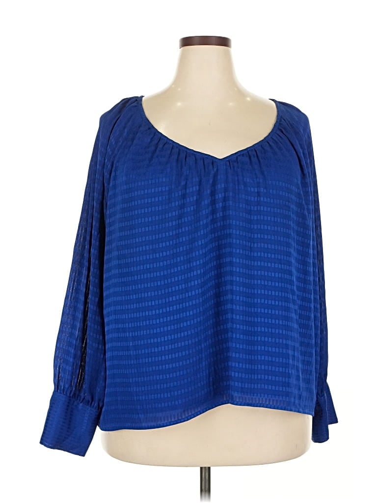 Pre-owned Calvin Klein Long Sleeve Blouse In Blue
