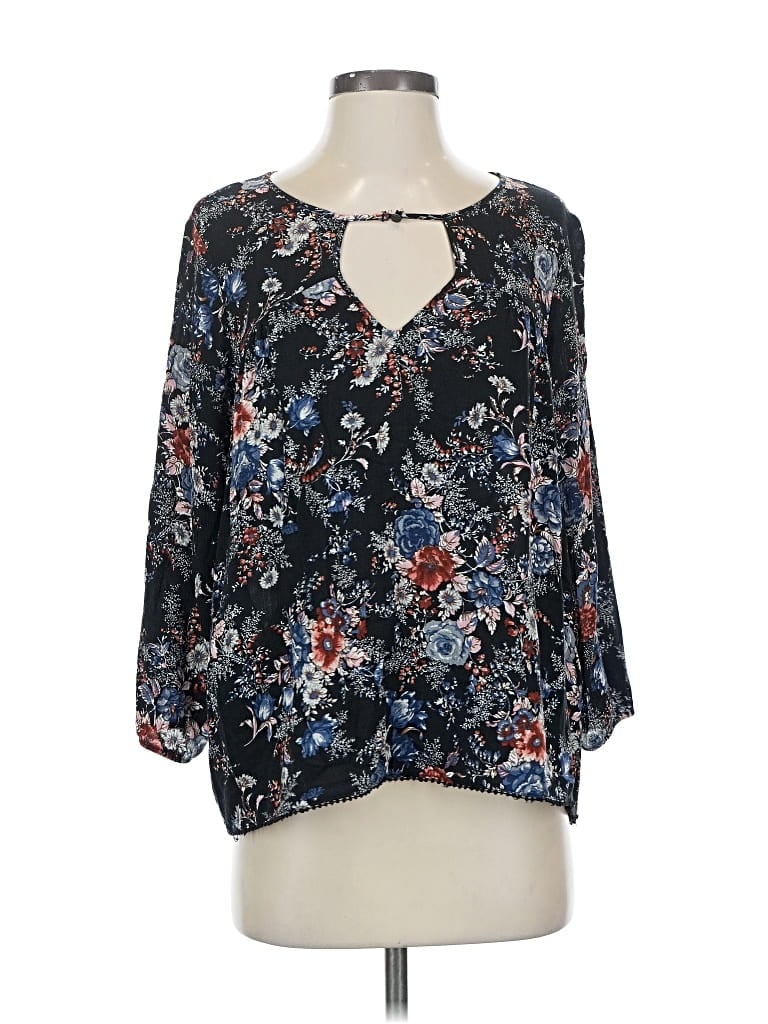 Pre-owned American Eagle Outfitters 3/4 Sleeve Blouse In Black