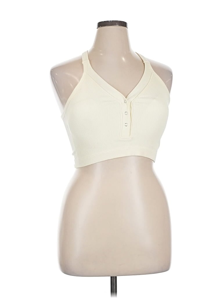 Pre-owned Pro-fit Tank Top Ivory Halter Neckline Tops In White
