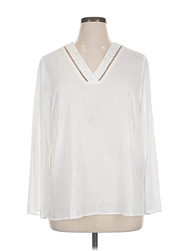 Pre-owned Liz Claiborne 3/4 Sleeve Blouse In White