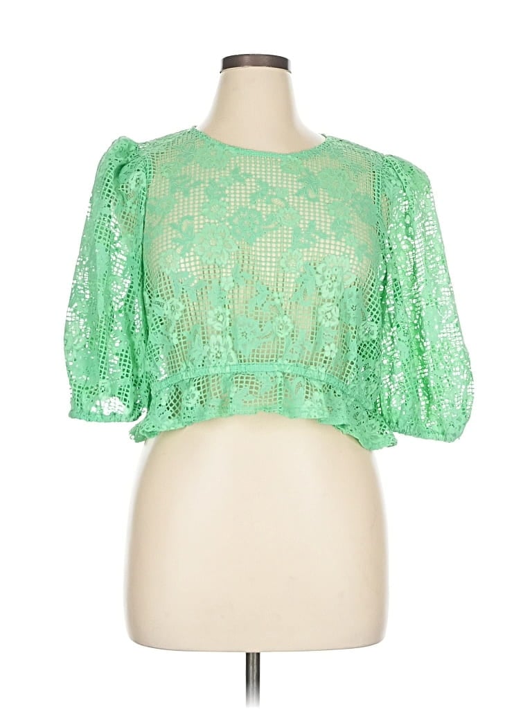 Future Collective 3/4 Sleeve Blouse In Green