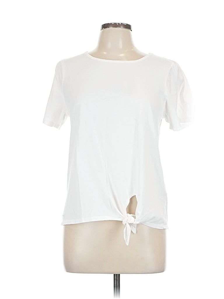 Pre-owned Nautica Short Sleeve Top White Keyhole Neckline Tops