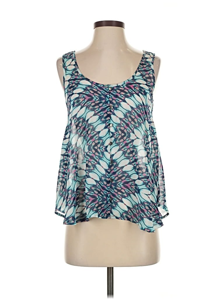 Pre-owned H.i.p. Happening In The Present Sleeveless Top Teal Scoop Neck Tops In Blue