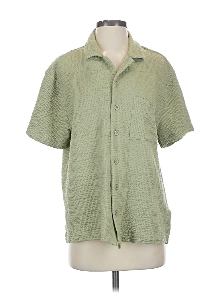 Pre-owned Assorted Brands Short Sleeve Button Down Shirt In Green