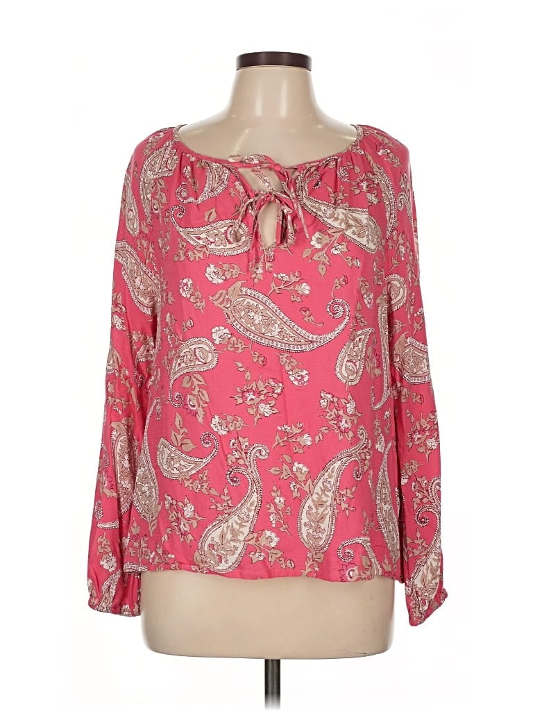 Pre-owned Lucky Brand Long Sleeve Blouse In Pink