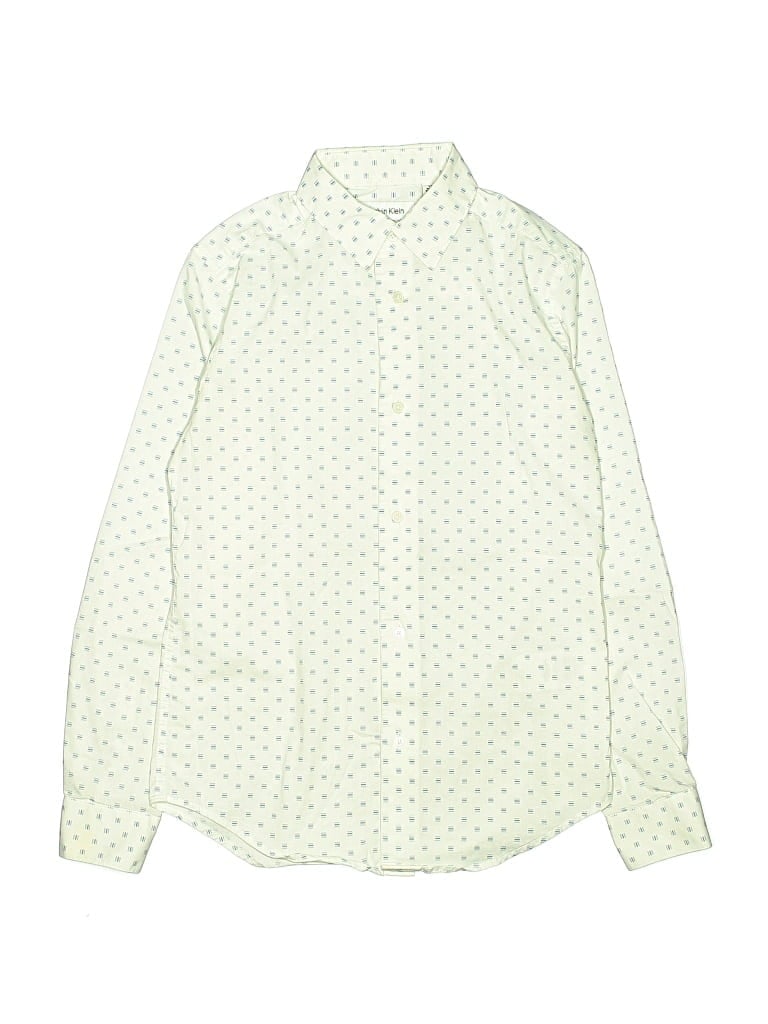 Pre-owned Calvin Klein Kids' Long Sleeve Button Down Shirt In Green