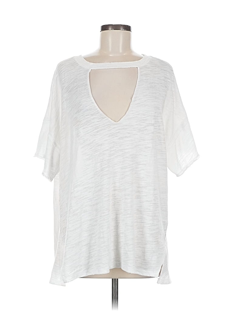 Pre-owned We The Free Short Sleeve Top White V Neck Tops