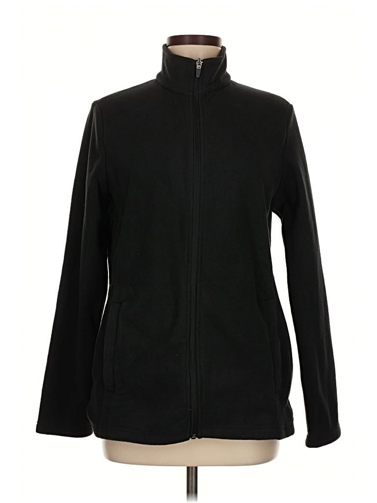 Pre-owned Lands' End Fleece Jacket In Black