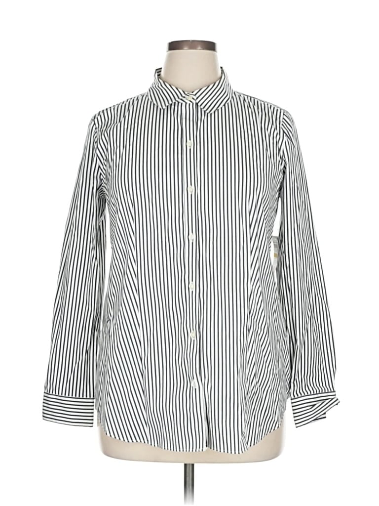 Pre-owned Charter Club Long Sleeve Button Down Shirt In Silver