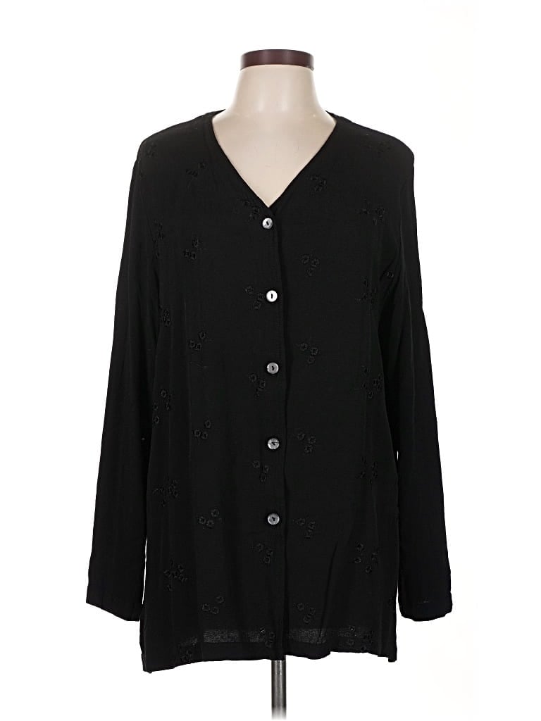 Pre-owned Cut Loose Long Sleeve Blouse In Black