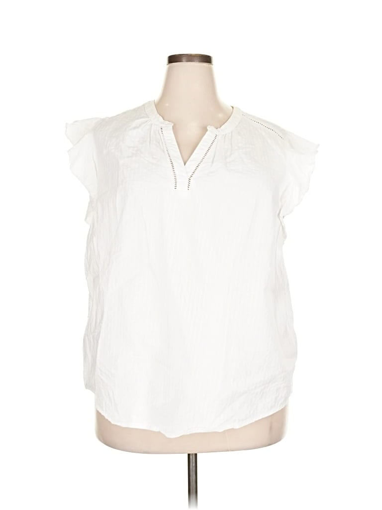 Pre-owned Liz Claiborne Sleeveless Blouse In White