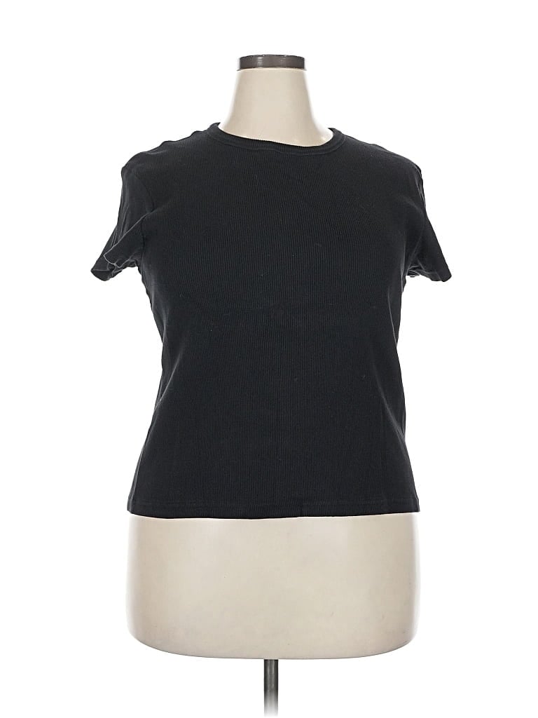 Pre-owned Pact Short Sleeve Top Black Crew Neck Tops