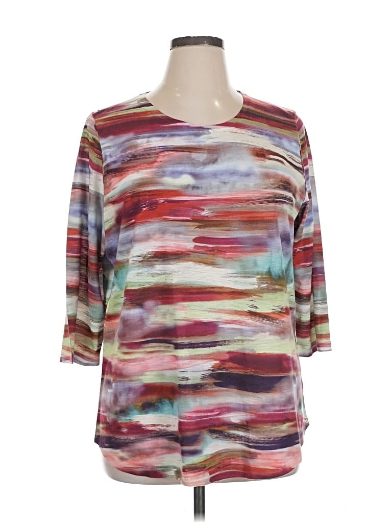 Pre-owned Cj Banks 3/4 Sleeve T-shirt In Burgundy