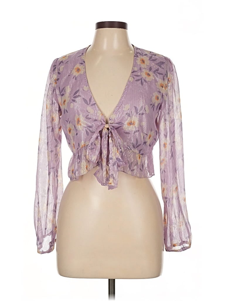 Pre-owned Z&l 3/4 Sleeve Blouse In Purple