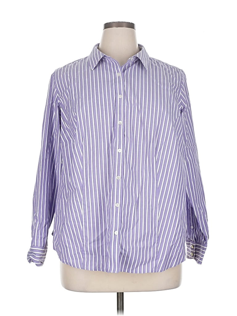 Pre-owned Talbots Long Sleeve Button Down Shirt In Purple