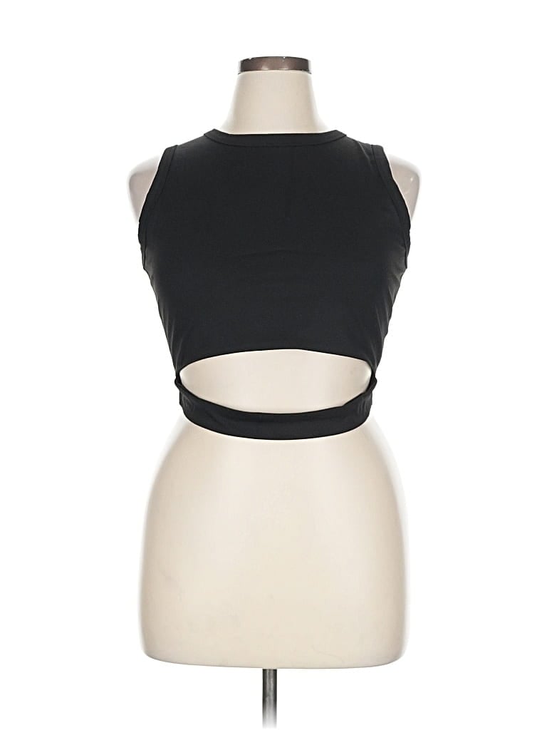 Anrabess Tank Top Black Halter Neckline Tops
