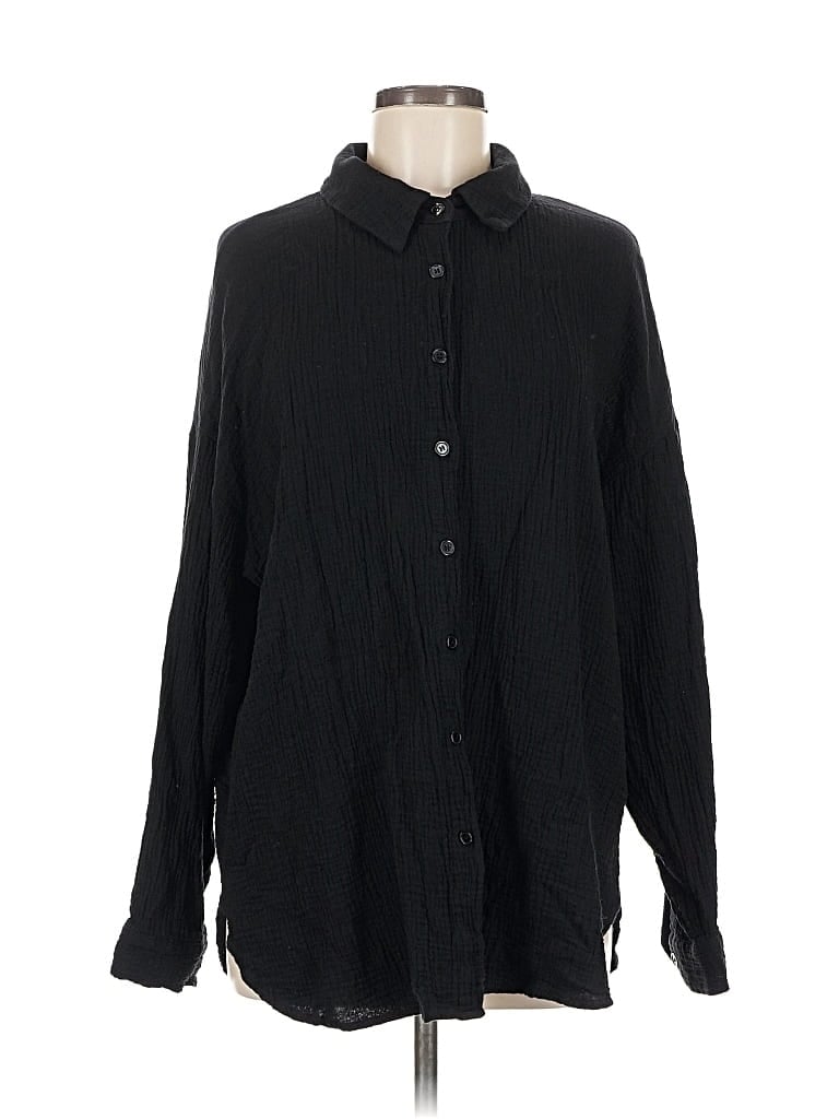 Pre-owned Unbranded Long Sleeve Button Down Shirt In Black