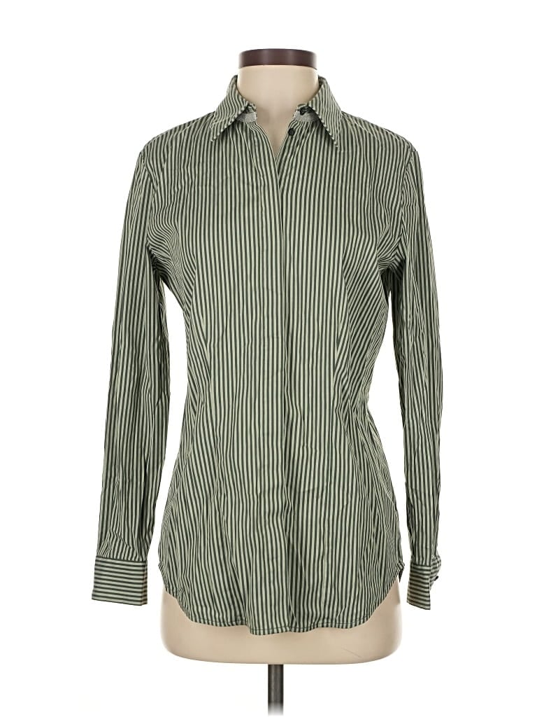 Pre-owned Lafayette 148 Long Sleeve Button Down Shirt In Green