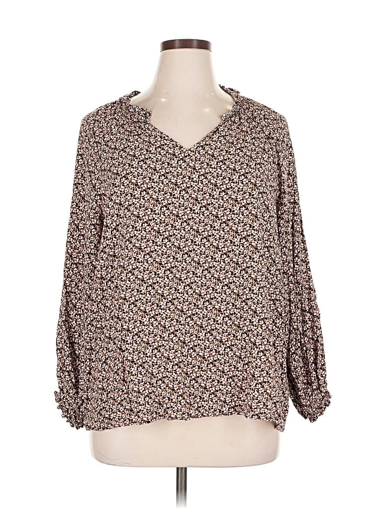 Pre-owned Old Navy 3/4 Sleeve Blouse In Brown