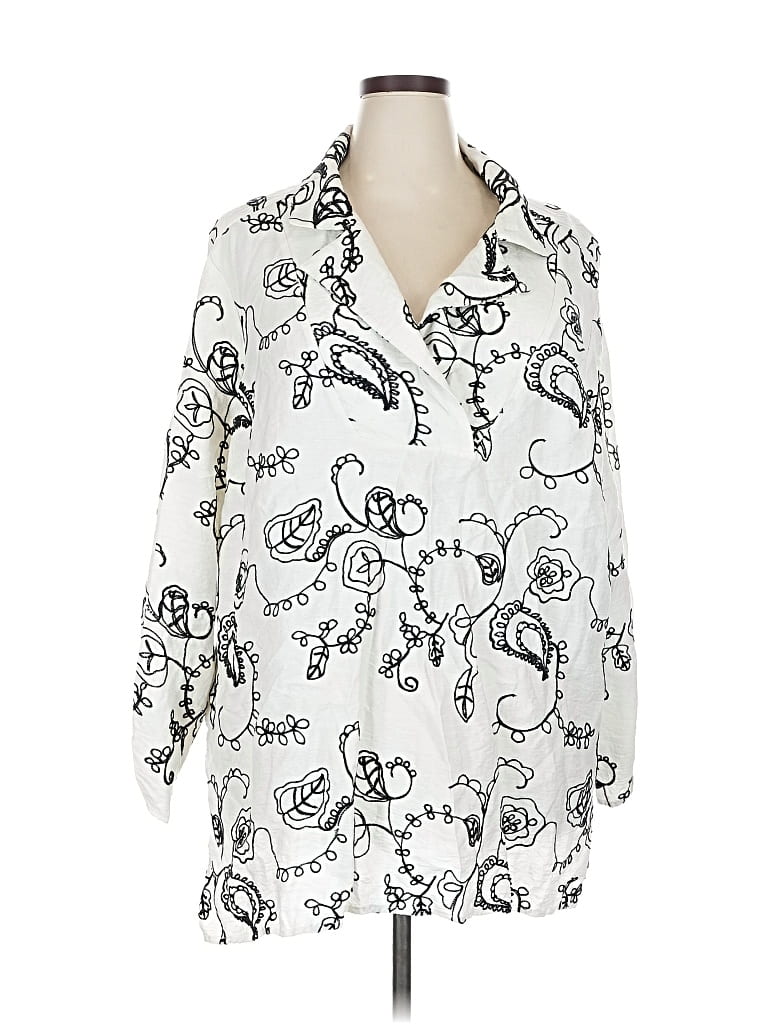 Pre-owned Ruby Rd. 3/4 Sleeve Blouse In White