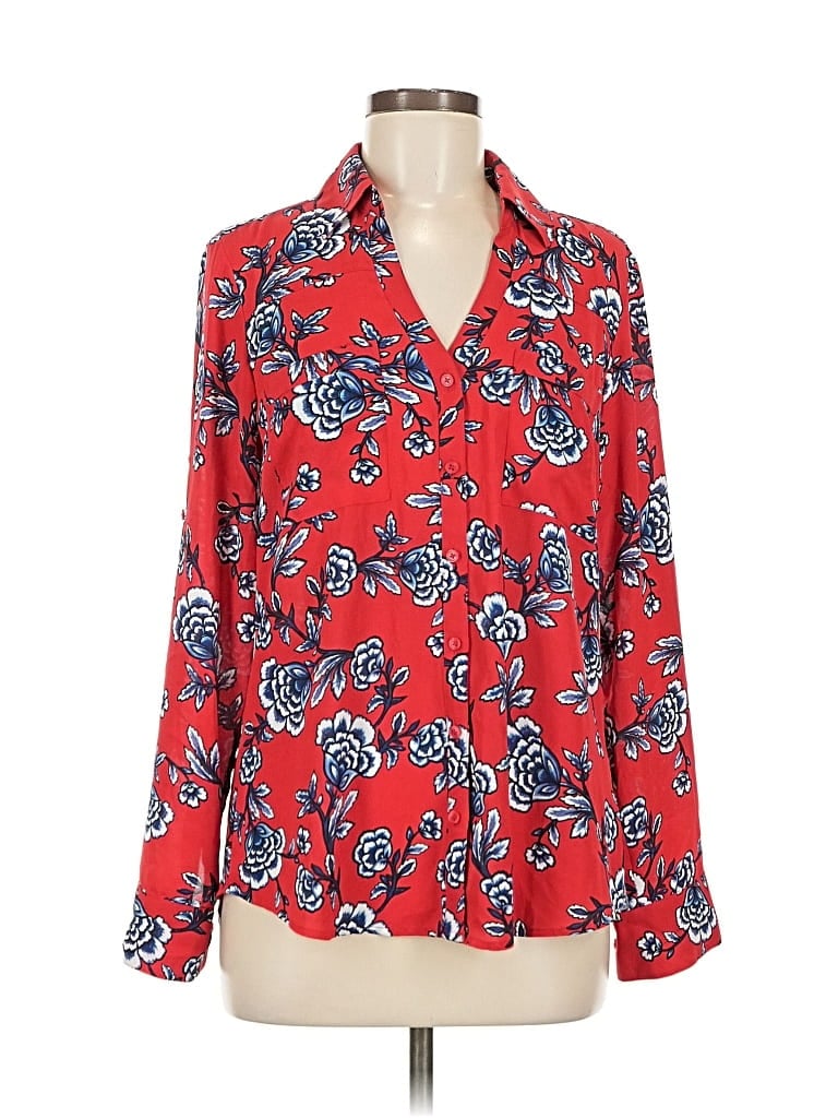 Pre-owned Express Long Sleeve Blouse In Red