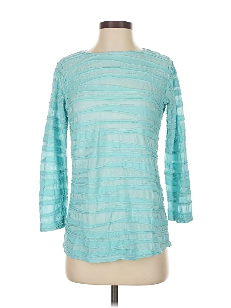 Pre-owned Cut Loose 3/4 Sleeve Top Teal Boatneck Tops In Blue