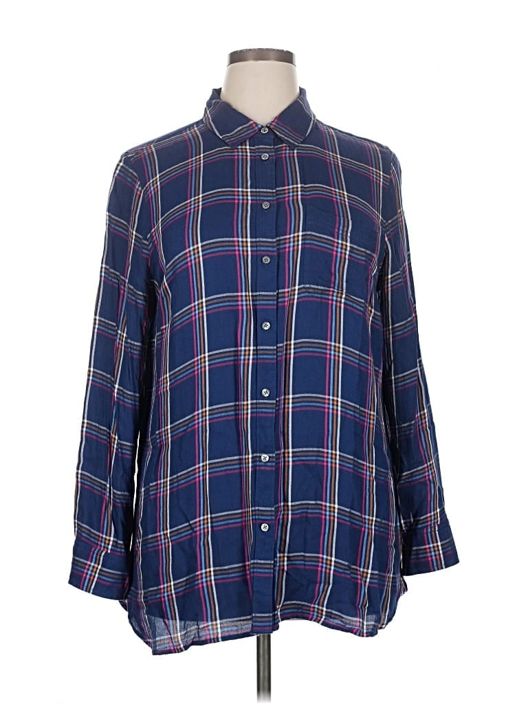 Pre-owned Talbots Long Sleeve Button Down Shirt In Blue