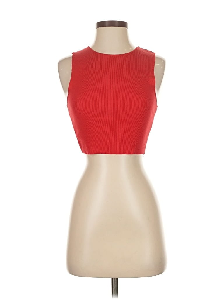 Pre-owned Zara Tank Top Red Strapless Neckline Tops