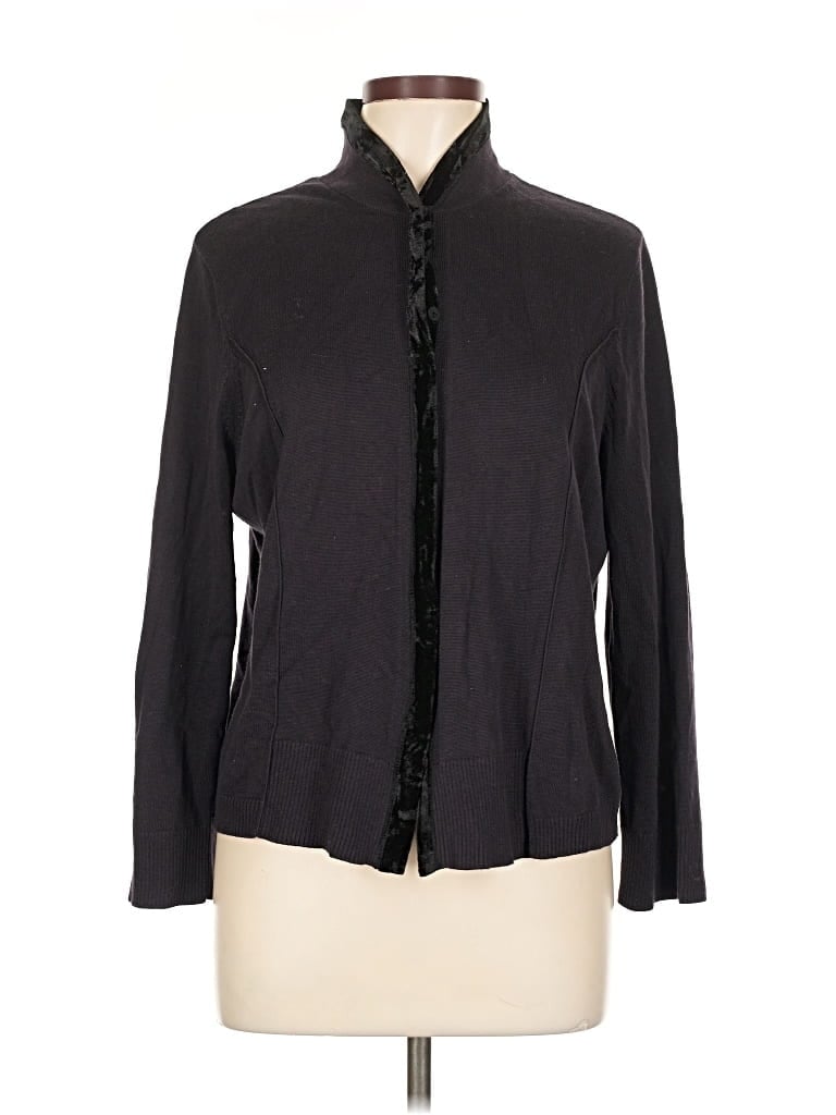Pre-owned Nic + Zoe Long Sleeve Blouse In Black