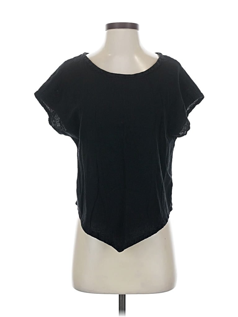 Oh My Gauze Short Sleeve Top Black Scoop Neck Tops In Animal Print