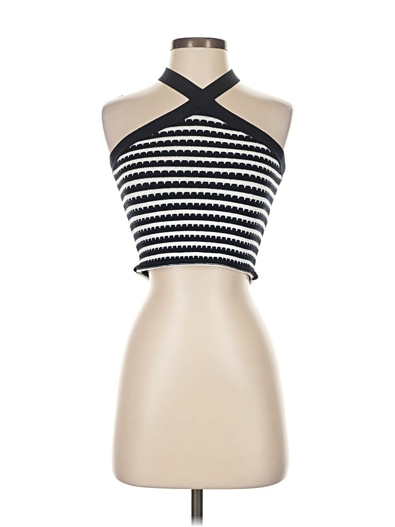 Pre-owned Subdued Sleeveless Top Black Halter Neckline Tops