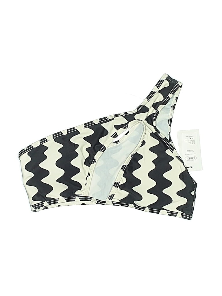 Cider Swimsuit Top Gray Chevron/herringbone Pattern Swimwear In Multi