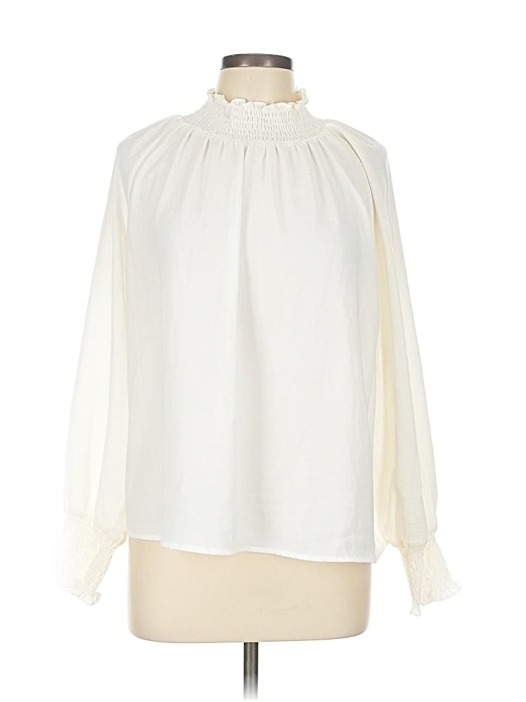Pre-owned Nine West Long Sleeve Blouse In White