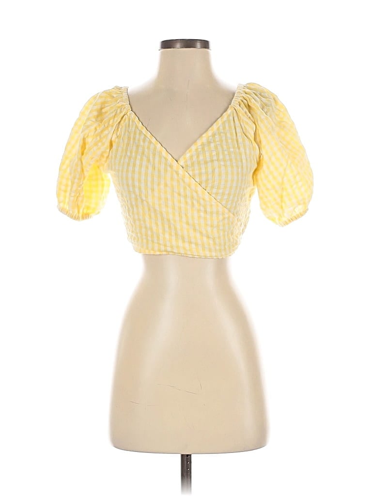 Pre-owned Sim & Sam Short Sleeve Blouse In Yellow